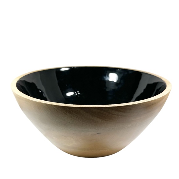 NEW Towle Living MANGO WOOD & BLACK Large Round Serving Bowl - Picture 3 of 6